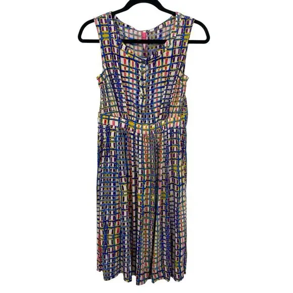 Plenty Tracy Reece Sleeveless Dress size 4 Colorful Hand Batik Pattern Pockets - Picture 2 of 13